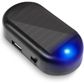 إنذار وهمي للسيارة يعمل بالطاقة الشمسية من Shudyear، مصباح أمان وامض LED مضاد للسرقة، مع منفذ شاحن USB، ملحقات أمان السيارة عالمية لمعظم السيارات (أحمر) in Kuwait