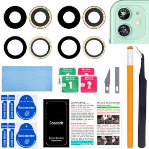 2PCS Soaosdr Original Back Rear Camera Lens Glass Replacement for iPhone 11 6.1 inch with Camera Glass Lens kit pre-Installed Adhesive+Reparing Toolkit+Installation Manual in Kuwait