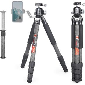 حامل ثلاثي من ألياف الكربون Geehope L330C مقاس 1.3 بوصة/32.5 مم أقصى أنبوب احترافي خفيف الوزن وصغير الحجم للسفر لكاميرات الفيديو DSLR أقصى تحميل 55 رطل/25 كجم مع عمود مركزي قصير من قسمين in Kuwait