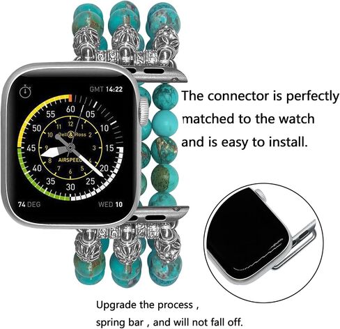 متوافق مع سوار ساعة Apple مقاس 38 مم 40 مم 41 مم 42 مم 44 مم 45 مم 49 مم، أساور ساعة أبل المرصعة بالكريستال الطبيعي للنساء، حزام مطاطي أنيق لسلسلة iWatch Ultra SE 8 7 6 5 4 3 2 1 in Kuwait
