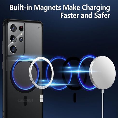 TIANNIUKE Magnetic Case for Samsung Galaxy S10 Plus, Translucent Matte Anti-Fingerprint,Compatible with MagSafe,Slim Fit Shockproof Protective Phone Case for Galaxy S10 Plus Case (Transparent Black) in Kuwait