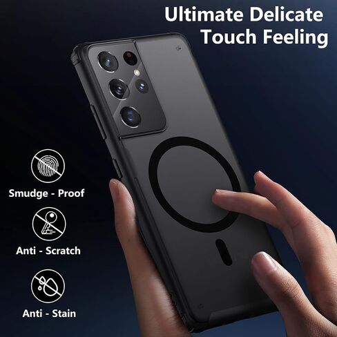 TIANNIUKE Magnetic Case for Samsung Galaxy S10 Plus, Translucent Matte Anti-Fingerprint,Compatible with MagSafe,Slim Fit Shockproof Protective Phone Case for Galaxy S10 Plus Case (Transparent Black) in Kuwait