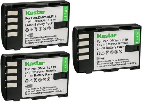 Kastar 2-Pack DMW-BLF19 Battery 7.4V 2200mAh Replacement for Panasonic Lumix DC-GH5, Lumix DC-GH5S, Lumix DC-G9, Lumix DMC-GH3, Lumix DMC-GH3A, Lumix DMC-GH3AGK, Lumix DMC-GH3GK Camera in Kuwait