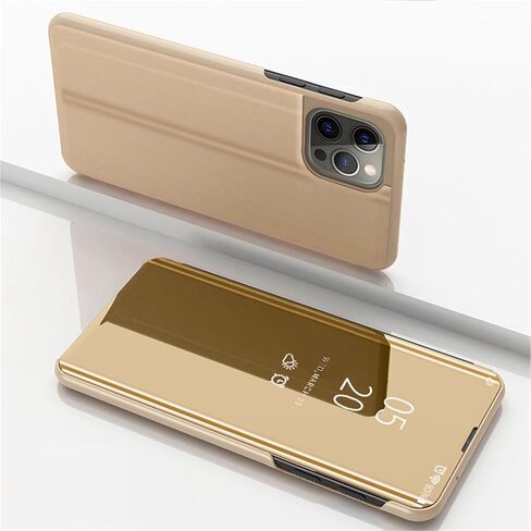 حافظة QIVSTAR لهاتف iPhone 15 Plus بتصميم رائع ونافذة مطلية بالكهرباء وحامل مضاد للخدش واقٍ لكامل الجسم وغطاء نحيف لهاتف iPhone 15 Plus 6.7 بوصة PU مرآة سوداء QH in Kuwait