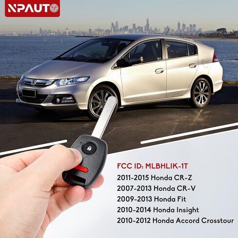 NPAUTO Key Fob Replacement for Honda CRV CRZ Accord Fit Insight 2007 2008 2009 2010 2011 2012 2013 2014 2015 Keyless Entry Remote Control Car Ignition Key Fobs (MLBHLIK-1T, 3 Button, 1Pcs) in Kuwait
