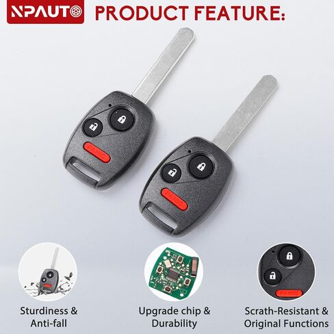 NPAUTO Key Fob Replacement for Honda CRV CRZ Accord Fit Insight 2007 2008 2009 2010 2011 2012 2013 2014 2015 Keyless Entry Remote Control Car Ignition Key Fobs (MLBHLIK-1T, 3 Button, 1Pcs) in Kuwait