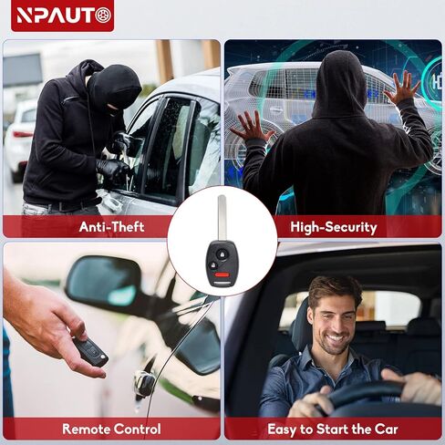 NPAUTO Key Fob Replacement for Honda CRV CRZ Accord Fit Insight 2007 2008 2009 2010 2011 2012 2013 2014 2015 Keyless Entry Remote Control Car Ignition Key Fobs (MLBHLIK-1T, 3 Button, 1Pcs) in Kuwait