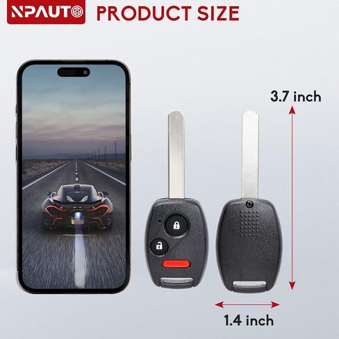 NPAUTO Key Fob Replacement for Honda CRV CRZ Accord Fit Insight 2007 2008 2009 2010 2011 2012 2013 2014 2015 Keyless Entry Remote Control Car Ignition Key Fobs (MLBHLIK-1T, 3 Button, 1Pcs) in Kuwait