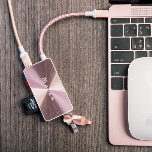 ADAM Elements 5-in-1 USB C Hub - 80W USB C PD - SD Card/microSD Card Reader - 2 USB A 3.1 Ports - Portable, Durable Aluminum Case, Compatible for Mac, Windows, Chrome in Kuwait