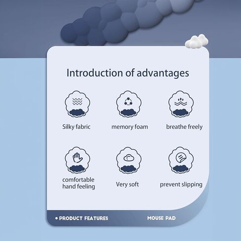 مجموعة مسند المعصم السحابي للوحة المفاتيح ومسند المعصم للماوس المتدرج اللون، مسند المعصم السحابي، مسند المعصم السحابي للوحة مفاتيح الكمبيوتر ولوحة الماوس مع مجموعة مسند المعصم (التدرج الأزرق الداكن) (التدرج الأزرق الداكن) in Kuwait