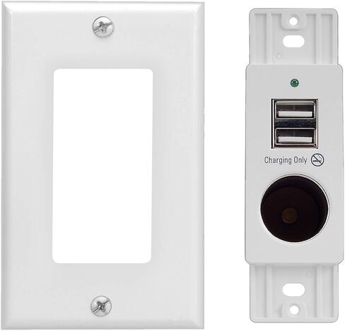 ماجناديان WCP-12V-W | حامل جداري ابيض 2 منفذ شحن USB ومخرج طاقة 12 فولت مع لوحة حائط in Kuwait