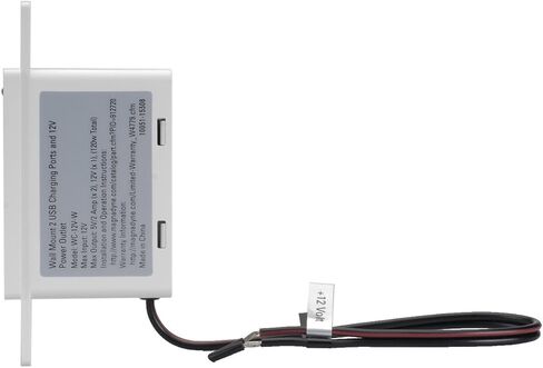 ماجناديان WCP-12V-W | حامل جداري ابيض 2 منفذ شحن USB ومخرج طاقة 12 فولت مع لوحة حائط in Kuwait