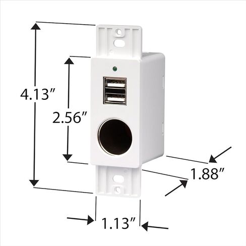 ماجناديان WCP-12V-W | حامل جداري ابيض 2 منفذ شحن USB ومخرج طاقة 12 فولت مع لوحة حائط in Kuwait