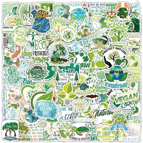 ملصقات حماية البيئة - 106 قطعة ملصقات أرضية خضراء صديقة للبيئة من الفينيل ملصقات مقاومة للماء لزجاجة المياه والكمبيوتر المحمول وخوذة الأمتعة ولوح التزلج على الجليد والجيتار وقصاصات الهاتف هدايا للمراهقات والفتيات البالغات in Kuwait