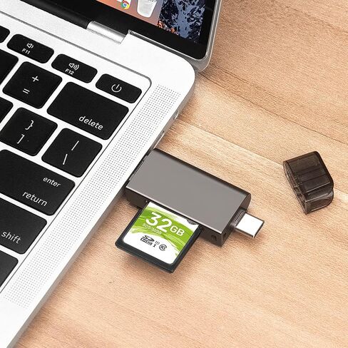 قارئ بطاقة ذاكرة SD/Micro SD، قارئ بطاقة ذاكرة BorlterClamp 3 في 1 مع محول USB C Micro-USB OTG متوافق مع الكمبيوتر الشخصي أو الكمبيوتر المحمول أو ماك بوك أو الهاتف الذكي (رمادي داكن) in Kuwait