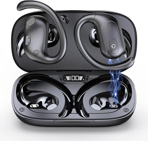 Hyyeosd Open Ear Earbuds, Bluetooth Earbuds 5.3, Deep Bass, Open Fit, 60 Hours Playtime, Digital Display Charging Case, Bone Conduction Bluetooth Headphones for Running, Cycling, Walking,Workout in Kuwait