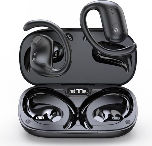 Hyyeosd Open Ear Earbuds, Bluetooth Earbuds 5.3, Deep Bass, Open Fit, 60 Hours Playtime, Digital Display Charging Case, Bone Conduction Bluetooth Headphones for Running, Cycling, Walking,Workout in Kuwait