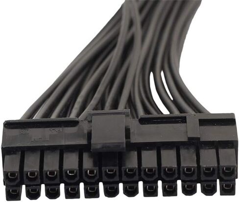 كبل تمديد مزود الطاقة PSU المزدوج للوحة الأم ATX، خط بدء تشغيل هيكل نحاسي كامل 24 سنًا، 24 دبوسًا إلى 24 (20+4) دبوسًا، 1 قدم 30 سم in Kuwait