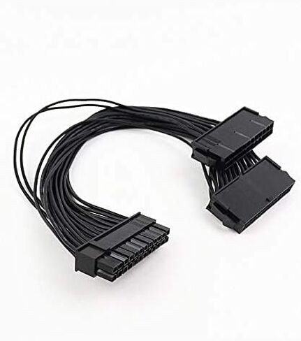 كبل تمديد مزود الطاقة PSU المزدوج للوحة الأم ATX، خط بدء تشغيل هيكل نحاسي كامل 24 سنًا، 24 دبوسًا إلى 24 (20+4) دبوسًا، 1 قدم 30 سم in Kuwait