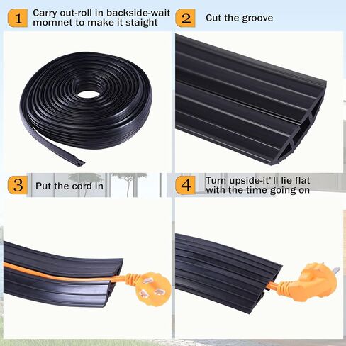 Vilmon 6FT Floor Cord Cover PVC Floor Cable Cover Wire Covers for Cords on Floor,Floor Cord Protector for Home and Office (Hole Size 0.25inx0.62in) in Kuwait