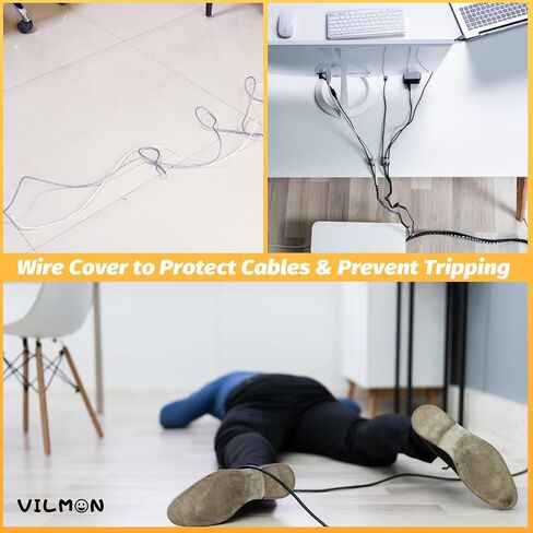 Vilmon 6FT Floor Cord Cover PVC Floor Cable Cover Wire Covers for Cords on Floor,Floor Cord Protector for Home and Office (Hole Size 0.25inx0.62in) in Kuwait