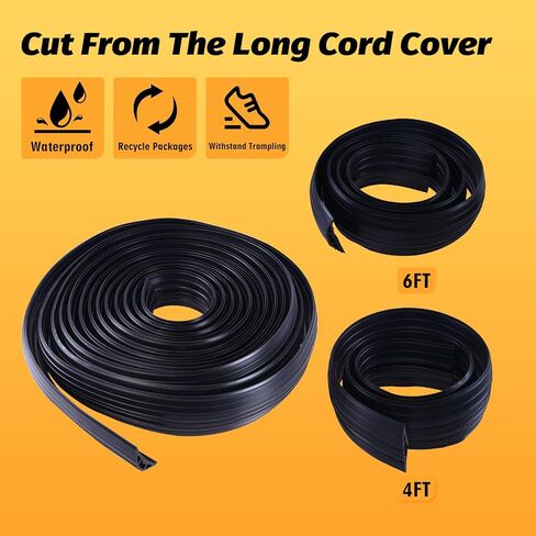 Vilmon 6FT Floor Cord Cover PVC Floor Cable Cover Wire Covers for Cords on Floor,Floor Cord Protector for Home and Office (Hole Size 0.25inx0.62in) in Kuwait