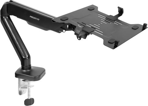 Mount-It! Laptop and Monitor Desk Stand - Full Motion Laptop Arm Stand - Ergonomic Adjustable Monitor Mount - VESA Monitor Desk Mount with Laptop Tray in Saudi Arabia