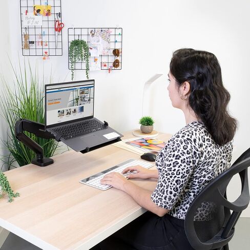 Mount-It! Laptop and Monitor Desk Stand - Full Motion Laptop Arm Stand - Ergonomic Adjustable Monitor Mount - VESA Monitor Desk Mount with Laptop Tray in Saudi Arabia
