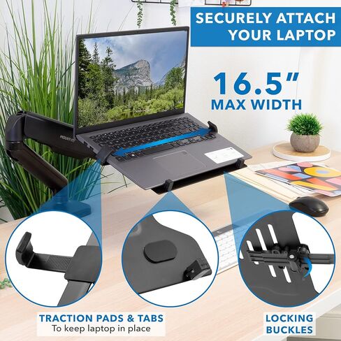 Mount-It! Laptop and Monitor Desk Stand - Full Motion Laptop Arm Stand - Ergonomic Adjustable Monitor Mount - VESA Monitor Desk Mount with Laptop Tray in Saudi Arabia