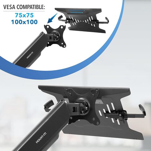 Mount-It! Laptop and Monitor Desk Stand - Full Motion Laptop Arm Stand - Ergonomic Adjustable Monitor Mount - VESA Monitor Desk Mount with Laptop Tray in Saudi Arabia