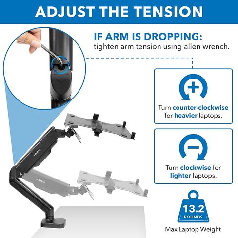 Mount-It! Laptop and Monitor Desk Stand - Full Motion Laptop Arm Stand - Ergonomic Adjustable Monitor Mount - VESA Monitor Desk Mount with Laptop Tray in Saudi Arabia