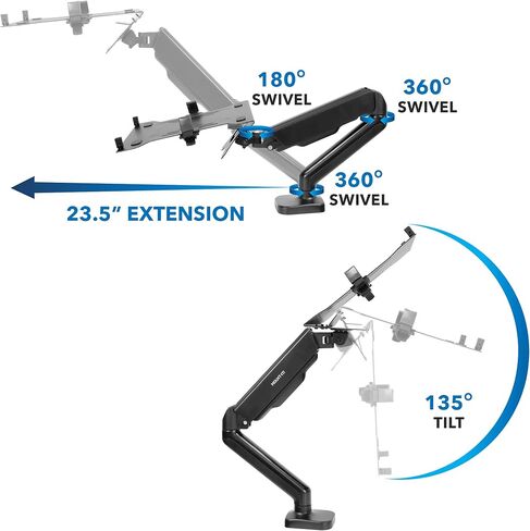 Mount-It! Laptop and Monitor Desk Stand - Full Motion Laptop Arm Stand - Ergonomic Adjustable Monitor Mount - VESA Monitor Desk Mount with Laptop Tray in Saudi Arabia