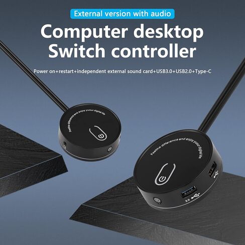 CERRXIAN Computer Case Power Supply Reset Switch Box,PC Power Button On/Off + Reset + Dual USB Ports + 3.5MM TRRS Audio + Type-C Power Interface,Desktop Computer Case Switch with Cables (USB3.0) in Saudi Arabia