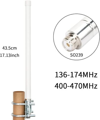 Baofeng ثنائي النطاق VHF UHF 144/430Mhz 2.5dBi 100W 17.13 بوصة هوائي قاعدة خارجي من الألياف الزجاجية مع موصل SO239 (UHF أنثى) لجهاز ICOM Yaesu Midland Motorola Mobile Ham Radio Transceiver in Saudi Arabia