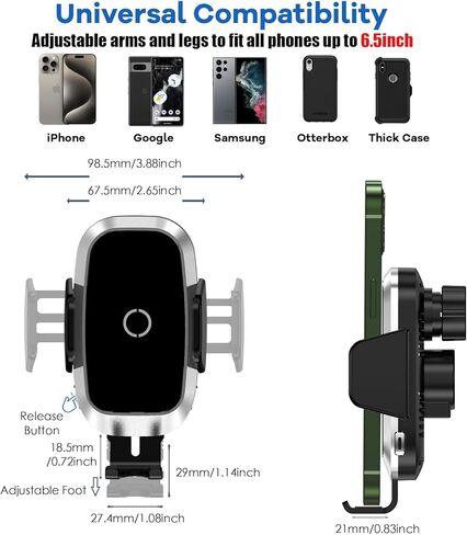 حامل اكواب لشاحن السيارة اللاسلكي، حامل اكواب مرن بتصميم عنق الاوزة متوافق مع ايفون 11 برو XS ماكس XR X 8، سامسونج جالاكسي S20 S10 S9 نوت S8 S7 S6 in Kuwait