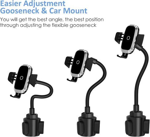 حامل اكواب لشاحن السيارة اللاسلكي، حامل اكواب مرن بتصميم عنق الاوزة متوافق مع ايفون 11 برو XS ماكس XR X 8، سامسونج جالاكسي S20 S10 S9 نوت S8 S7 S6 in Kuwait