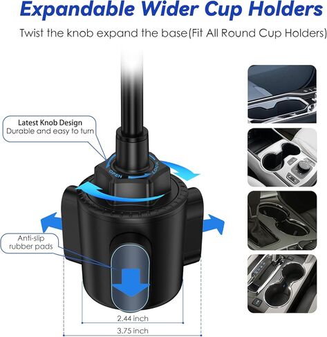 حامل اكواب لشاحن السيارة اللاسلكي، حامل اكواب مرن بتصميم عنق الاوزة متوافق مع ايفون 11 برو XS ماكس XR X 8، سامسونج جالاكسي S20 S10 S9 نوت S8 S7 S6 in Kuwait