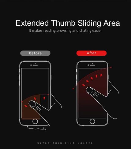 World's Slimmest Phone Ring Holder,Attom Tech Ultra Thin Cell Phone Ring Stand for Magnetic Car Mount Hook Compatible for iPhone Xs XR X 8 7 Plus 6S 6 5s 5 SE,Galaxy S8 S7 S6 Edge,Note 8 (Black) in Kuwait