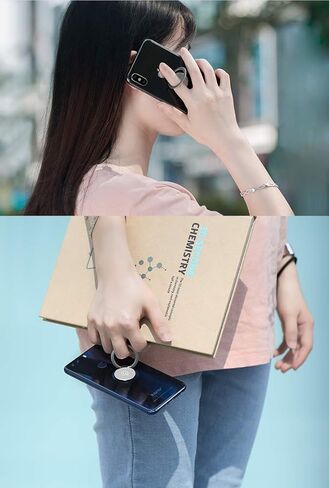 World's Slimmest Phone Ring Holder,Attom Tech Ultra Thin Cell Phone Ring Stand for Magnetic Car Mount Hook Compatible for iPhone Xs XR X 8 7 Plus 6S 6 5s 5 SE,Galaxy S8 S7 S6 Edge,Note 8 (Black) in Kuwait