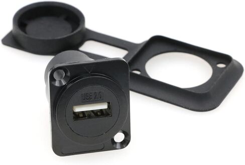 SZRMCC USB 2.0 Panel Mount Connector 2pcs USB Female Socket Waterproof Cable Coupler Pass Through Connector Extension Adapter with Dust Cap (Square 1pcs, Black) in Kuwait