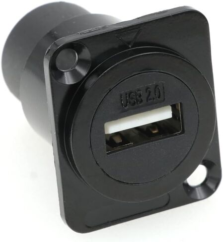 SZRMCC USB 2.0 Panel Mount Connector 2pcs USB Female Socket Waterproof Cable Coupler Pass Through Connector Extension Adapter with Dust Cap (Square 1pcs, Black) in Kuwait