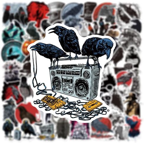 100PCS Crow Sticker, Waterproof Vinyl Horror Crow Stickers Pack for Water Bottle Laptop Phone Case Scrapbook Luggage Skateboard Decals in Kuwait