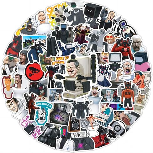 100 PCS Game Skibidi Toilet Stickers Pack Kids Stickers Cute Cartoon Characters Game Stickers for Kids Teens Adults Waterproof Vinyl Kawaii Stickers for Water Bottle Laptop Luggage in Kuwait