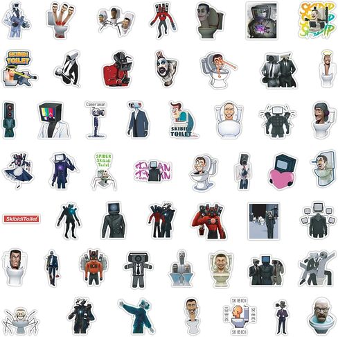 100 PCS Game Skibidi Toilet Stickers Pack Kids Stickers Cute Cartoon Characters Game Stickers for Kids Teens Adults Waterproof Vinyl Kawaii Stickers for Water Bottle Laptop Luggage in Kuwait