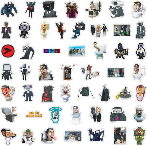 100 PCS Game Skibidi Toilet Stickers Pack Kids Stickers Cute Cartoon Characters Game Stickers for Kids Teens Adults Waterproof Vinyl Kawaii Stickers for Water Bottle Laptop Luggage in Kuwait