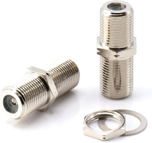 THE CIMPLE CO Cable Extension Coupler, with Washer and Nut - 4 Pack - Works with Wall plates - Connects Two Coaxial Video Cables, for Coax F81 (female to female) 75 Ohm, 2.3Mhz-3GHz Satellite, CATV in Kuwait
