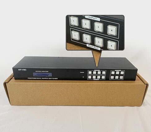 MT-VIKI 4K HDMI Matrix Switch 8X8 يدعم واجهة المستخدم الرسومية على الويب مع جهاز تحكم عن بعد بالأشعة تحت الحمراء، 4K عند 30 هرتز، صوت ستيريو 3.5 مم، محول ومقسم على حامل، EDID، RS232، منفذ LAN in Kuwait