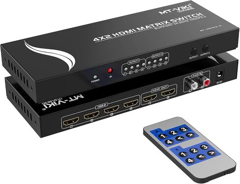 MT-VIKI 4K HDMI Matrix Switch 8X8 يدعم واجهة المستخدم الرسومية على الويب مع جهاز تحكم عن بعد بالأشعة تحت الحمراء، 4K عند 30 هرتز، صوت ستيريو 3.5 مم، محول ومقسم على حامل، EDID، RS232، منفذ LAN in Kuwait