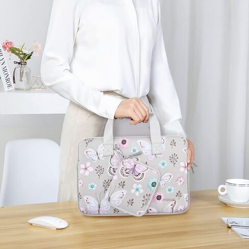 Hseok 13-14 Inch Laptop Case with Handle and Small Case,Water Resistant Durable Laptop Bag for MacBook,HP,ASUS,Dell,Lenovo,Pink in Kuwait