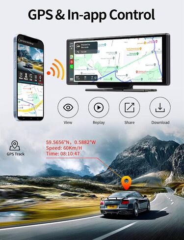 ستيريو سيارة محمول 9.3 بوصة مع كاميرا داش 4K قابلة للتعديل، ADAS، Apple Carplay اللاسلكي وAndroid Auto، مرآة للهاتف بدون استخدام اليدين بشاشة تعمل باللمس in Kuwait